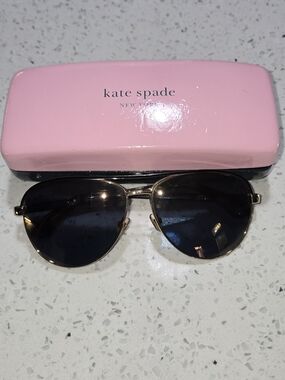 kate spade Women's Gold Frame Aviator Sunglasses - Black Lenses